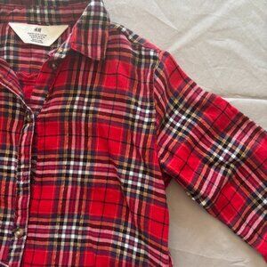 H&M Kids Red Plaid Shirt Dress – Girls’ Size 4T